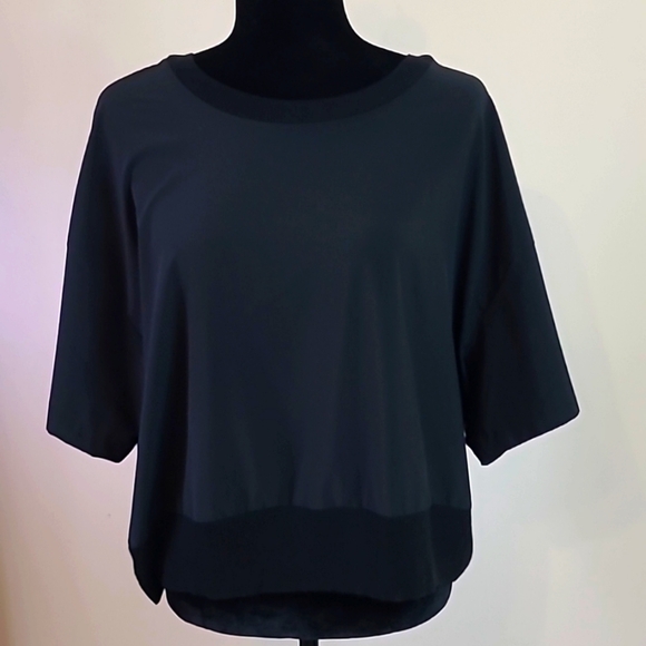 Athleta Tops - Athleta| Black Cropped Top with mixed material•••Ribbed & Silky XL